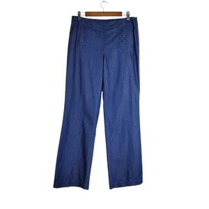 TALBOTS Sailor Button Front Blue Tencel Cotton Pants Size 6